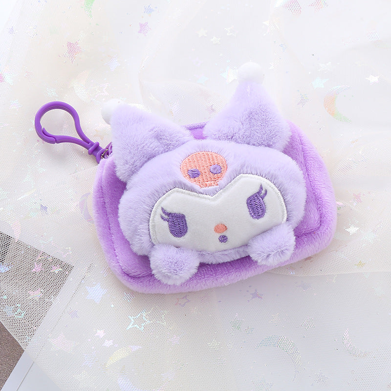 Women's Cute Plush Cartoon Pendant Storage Coin Purses