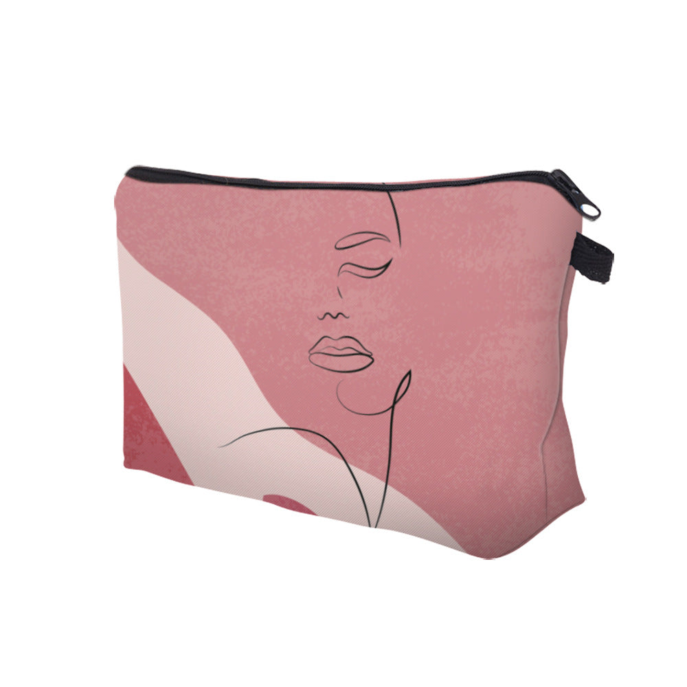 Artistic Lines Face Printing Storage Wash Cosmetic Bags