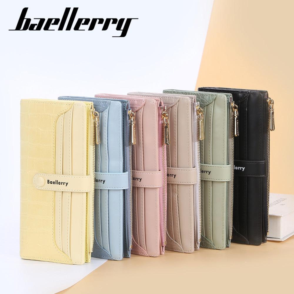 Women's Long Korean Style Stone Pattern Clutch Card Holder