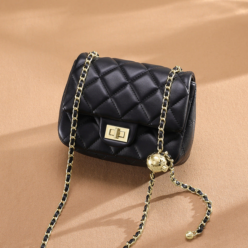 Women's Trendy Genuine Leather Fashion Rhombus Chain Women's Messenger Bag