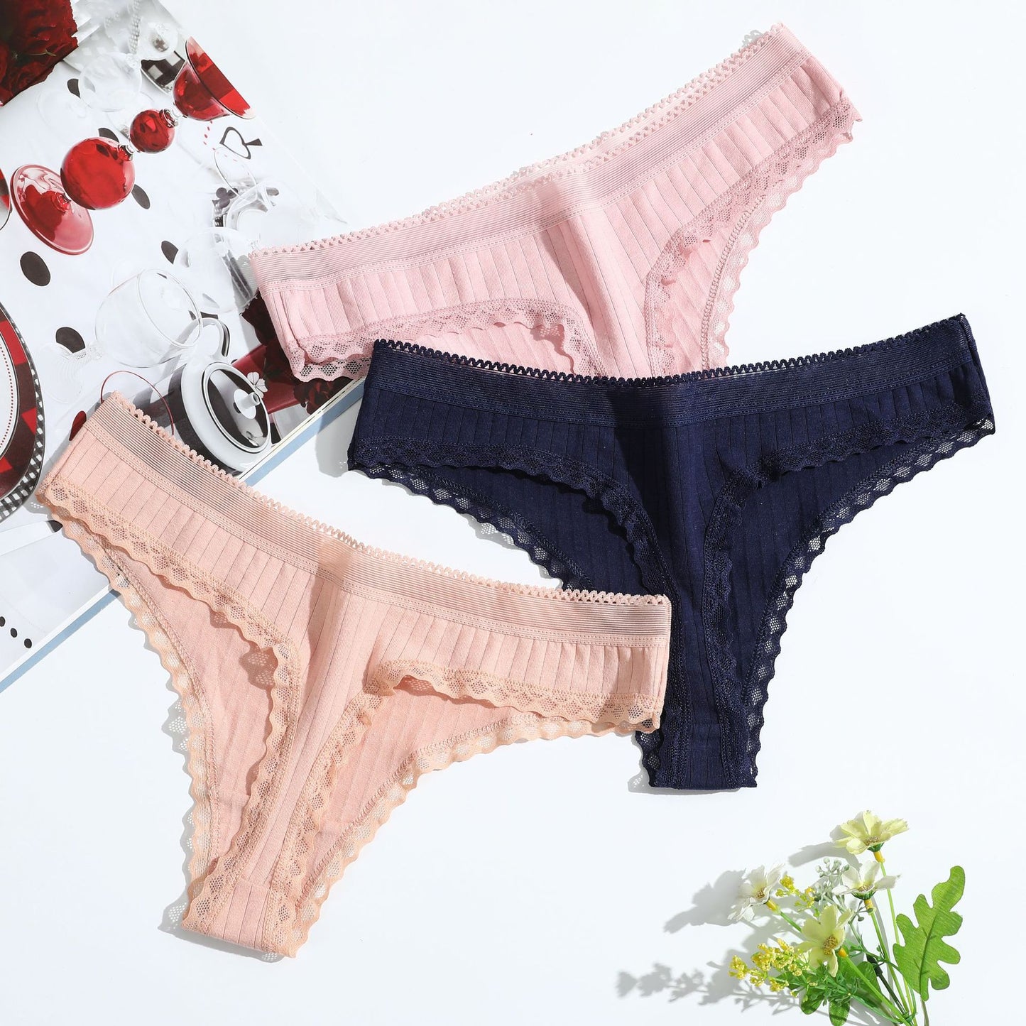Women's Low Waist Hot Bead Cotton Underwear Panties
