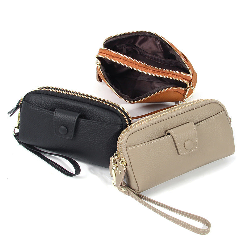Women's Cowhide Long Simple Mother Genuine Leather Bags