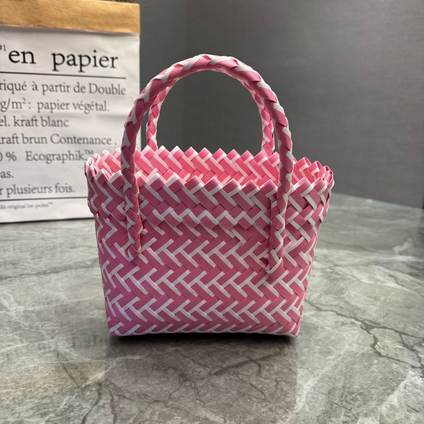 Women's Plastic Woven Knitted Basket Hand Gift Handbags