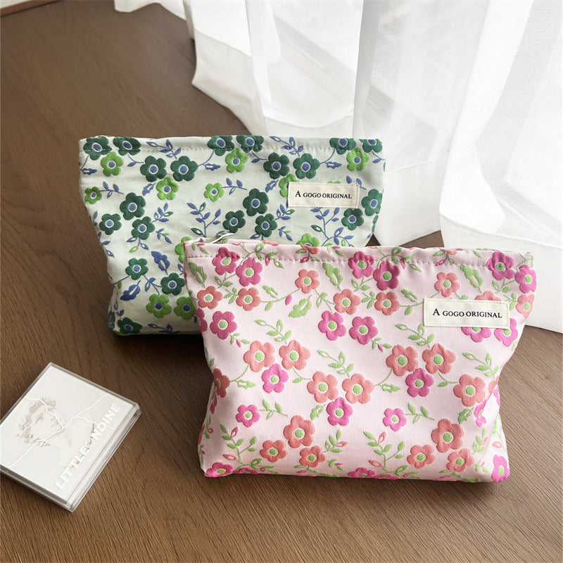 Embossed Bubble Rose Jacquard Temperament Storage Organizing Makeup Bag
