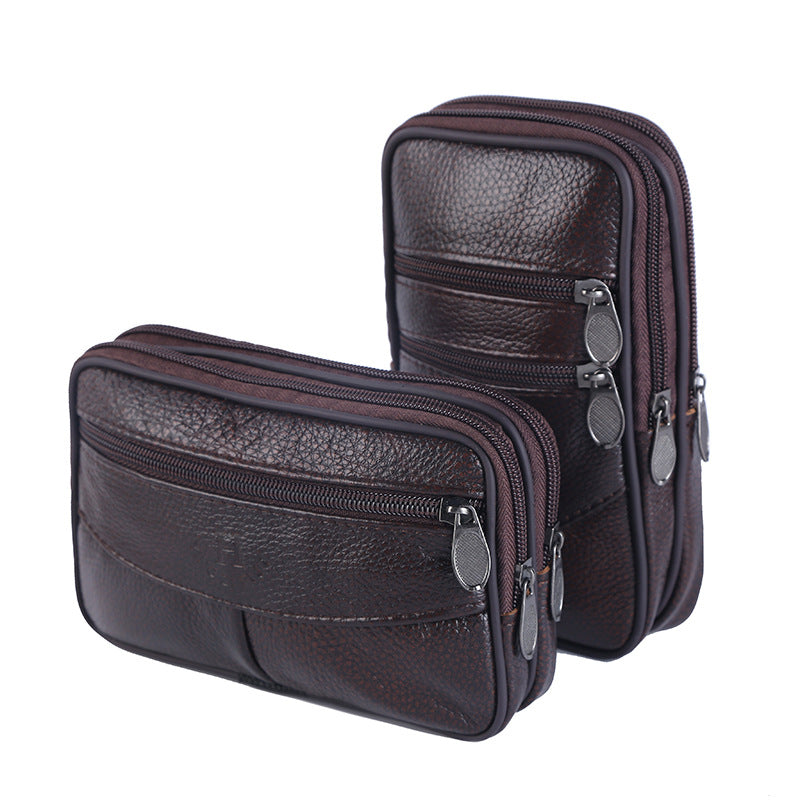 Men's Mobile Leather Business Cowhide Waterproof Cell Men's Waist Packs