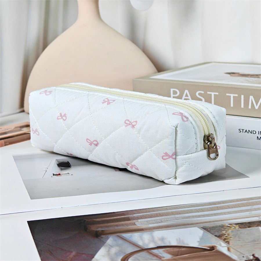 Wind Large Capacity Fabric Bow Printing Buggy Minority Simple Stationery Bags