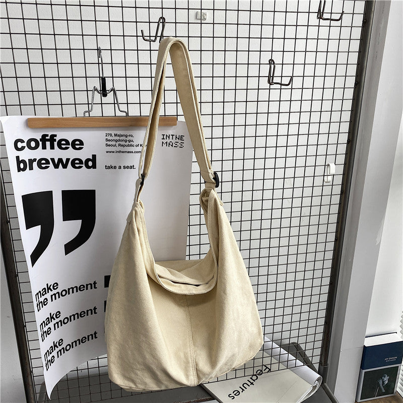 Women's Idle Style Washed Canvas Artistic Green Shoulder Bags