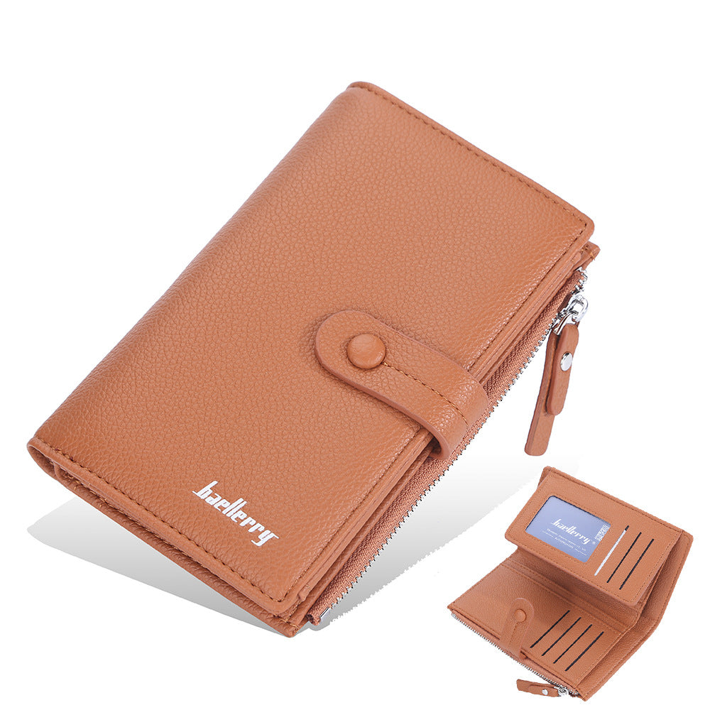 Women's Mid-length Lychee Pattern Vertical Hasp Zipper Ladies Wallet
