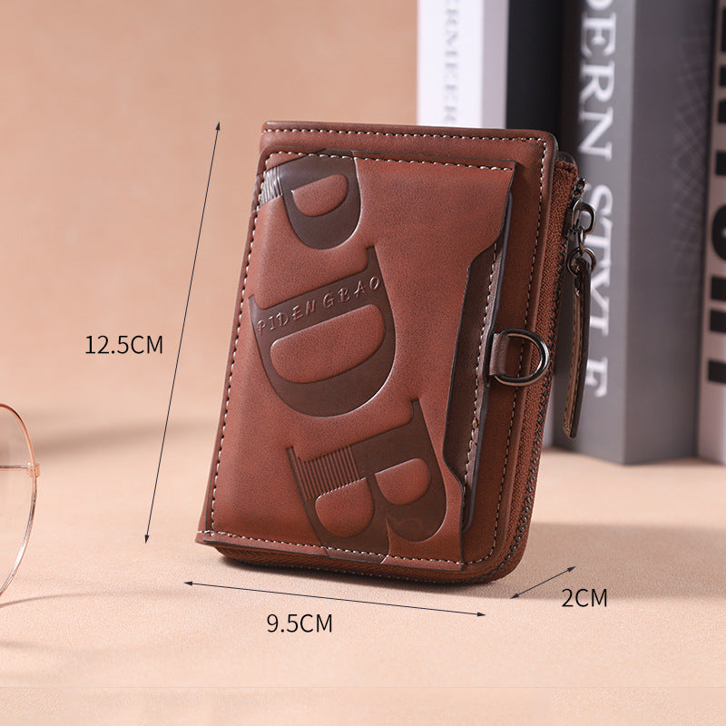 Men's Zipper Multifunctional Large Capacity Leather Printing Bags
