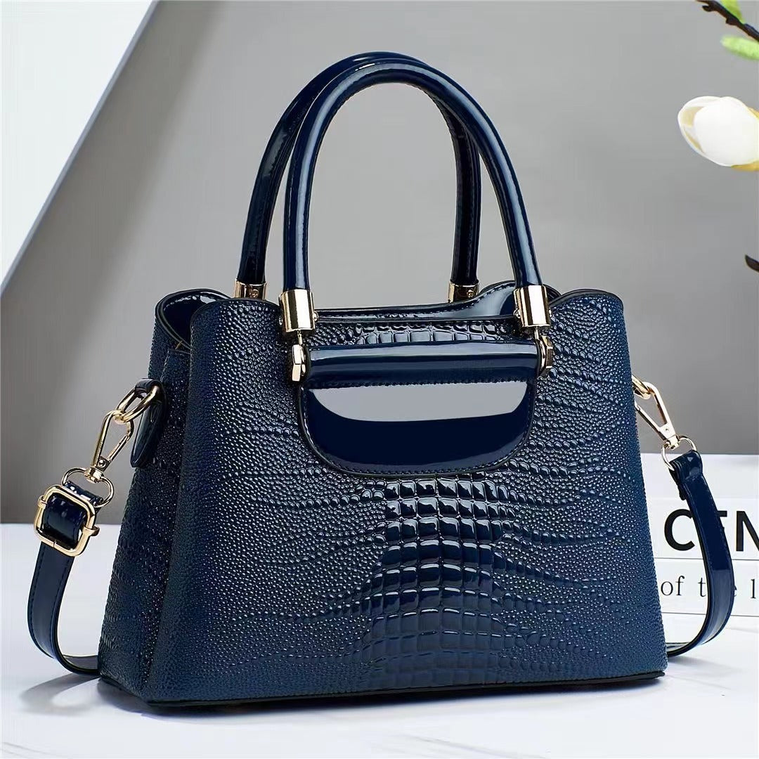 Women's Bright Leather Stone Pattern Large Handbags