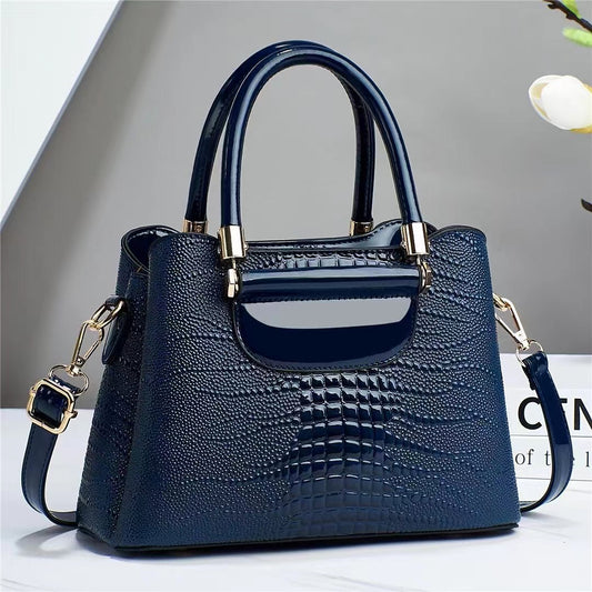 Women's Bright Leather Stone Pattern Large Handbags