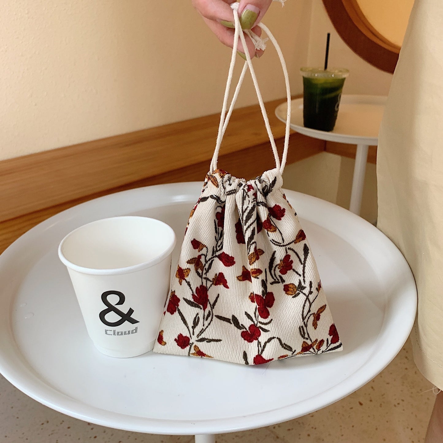 Drawstring Pocket Cute Cloth Female Organizing Bags