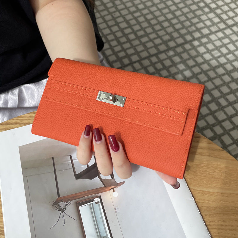 Women's First Layer Cowhide Clutch Real Leather Long High Ladies Wallet
