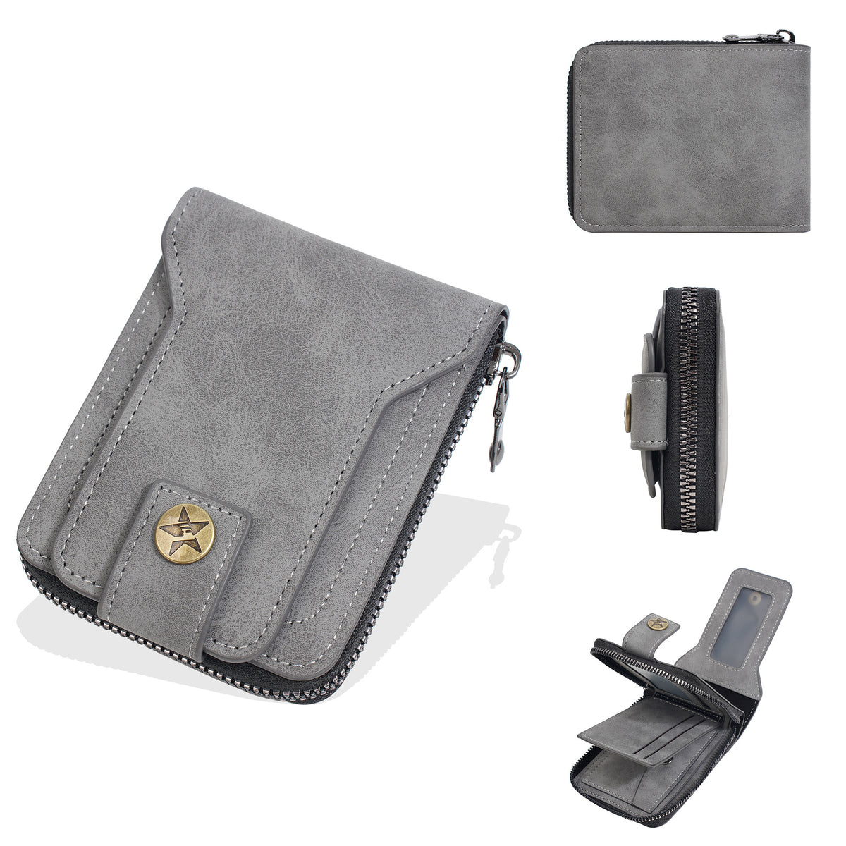 Men's High-grade Retro Horizontal Zipper Locking Men's Wallets