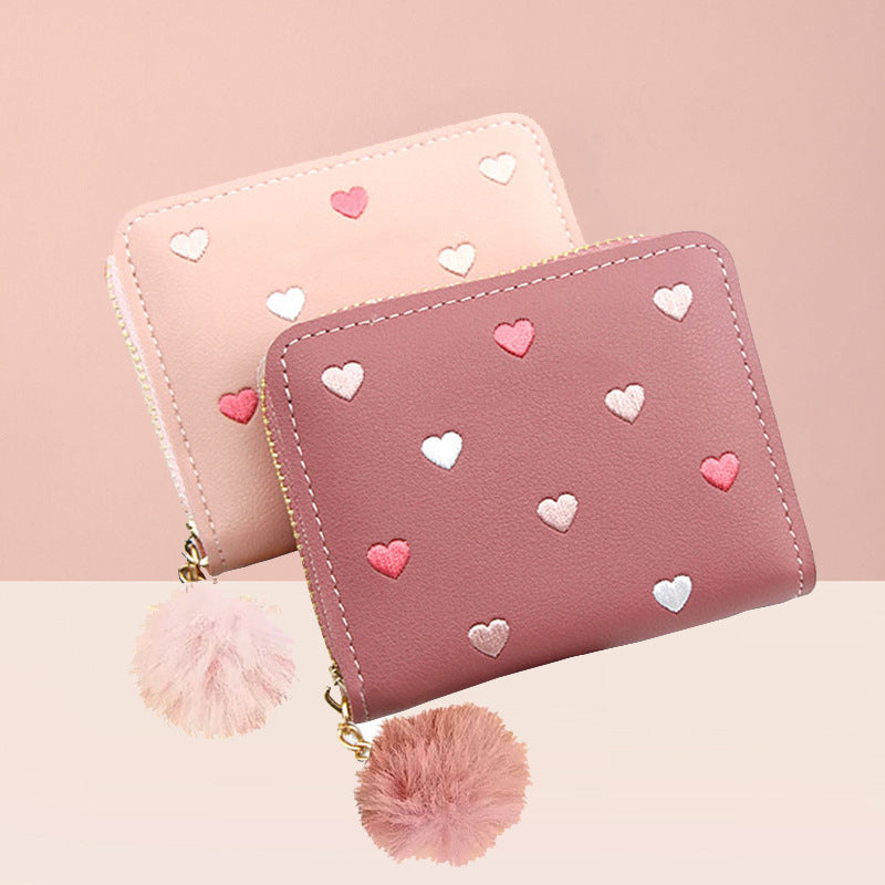 Zipper Short Exquisite Love Cute Heart Ladies Wallet