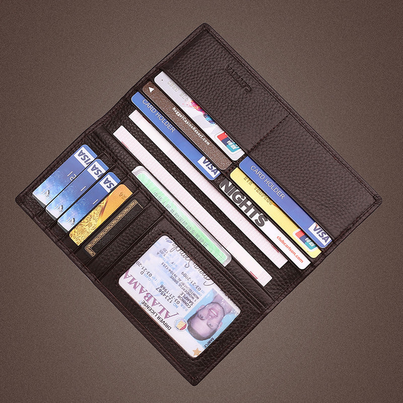 Men's Long Genuine Leather First Layer Zipper Men's Wallets