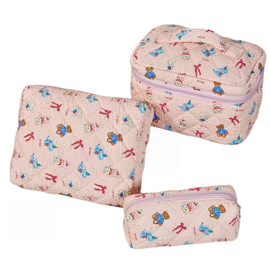 Large Capacity Portable Floral Cosmetics Storage Cosmetic Bags