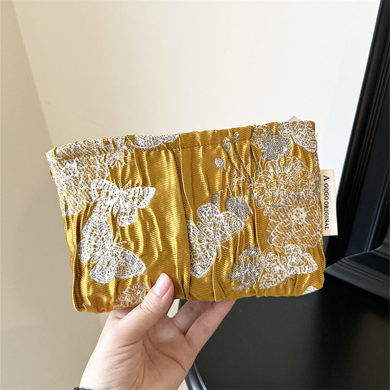 Butterfly Three-dimensional Relief Pleated Print Portable Makeup Bag