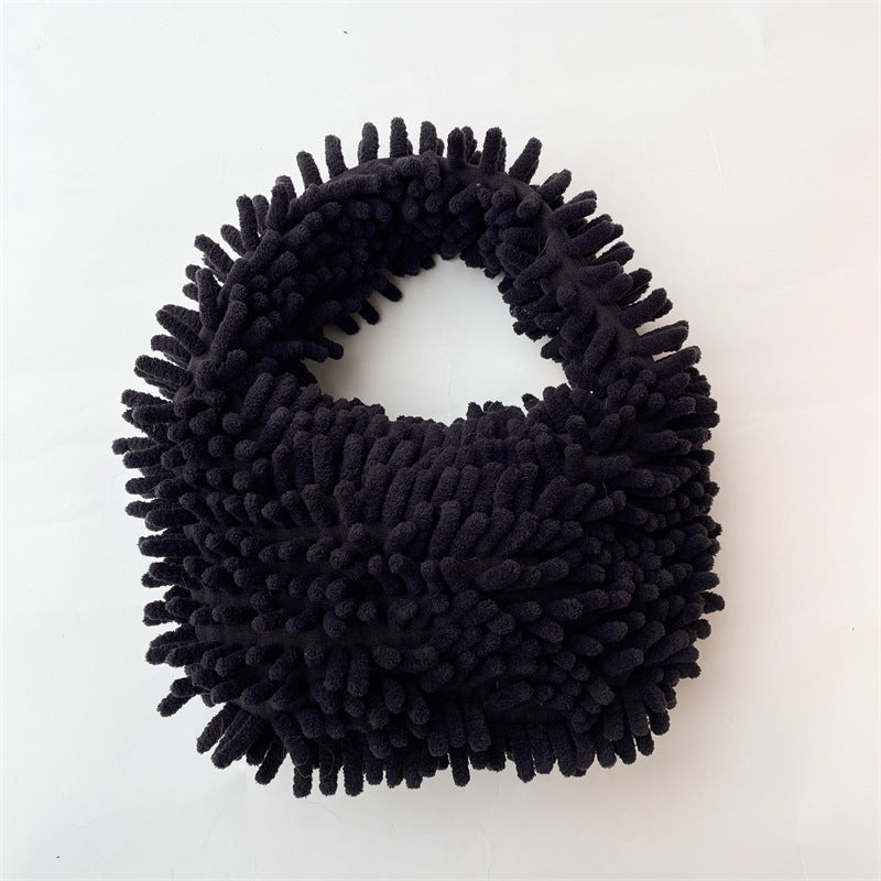 Plush Candy Color Lunch Box Cute Fashion Cotton Handbags