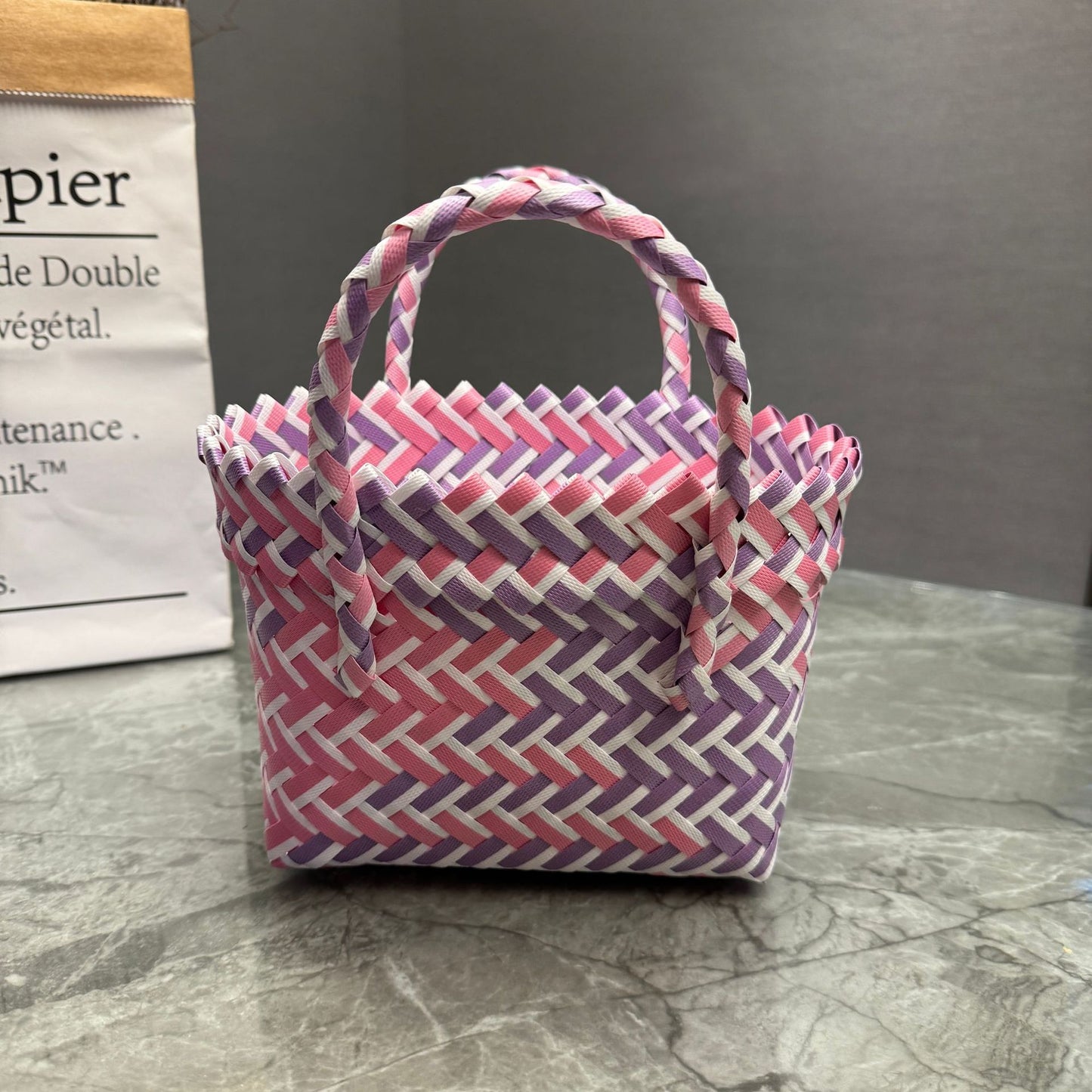 Women's Plastic Woven Knitted Basket Hand Gift Handbags