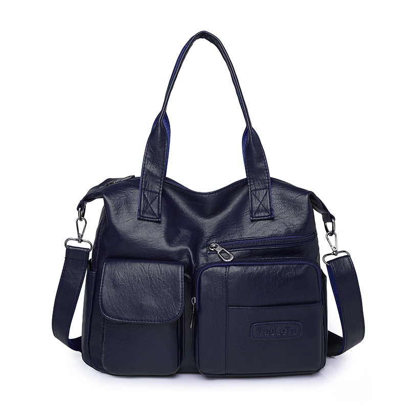 Portable Business Lychee Pattern Retro Large Women's Messenger Bag