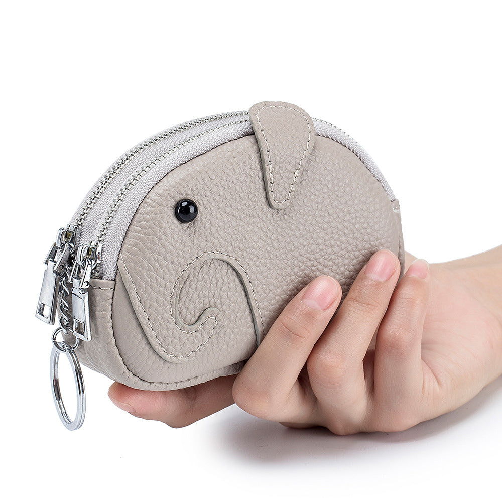 Women's Creative Double Zipper Storage Cute Cartoon Elephant Coin Purses