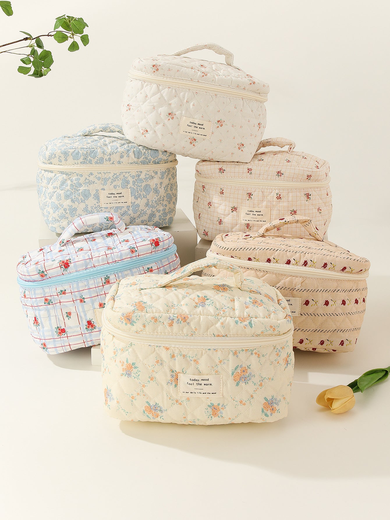 Floral Storage Carrying Quilted Cotton Cute Cosmetic Bags