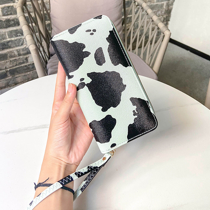 Women's Korean Style Contrast Color Cows Pattern Long Horizontal Ladies Wallet