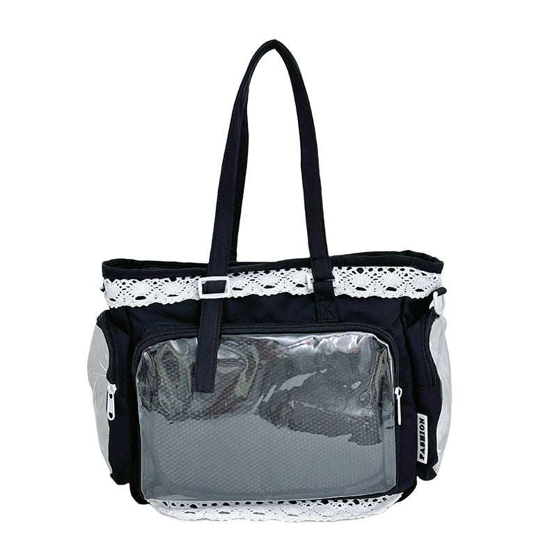 Girly Large Capacity Transparent Millet Bar Board Food Volume Lace Women's Messenger Bag