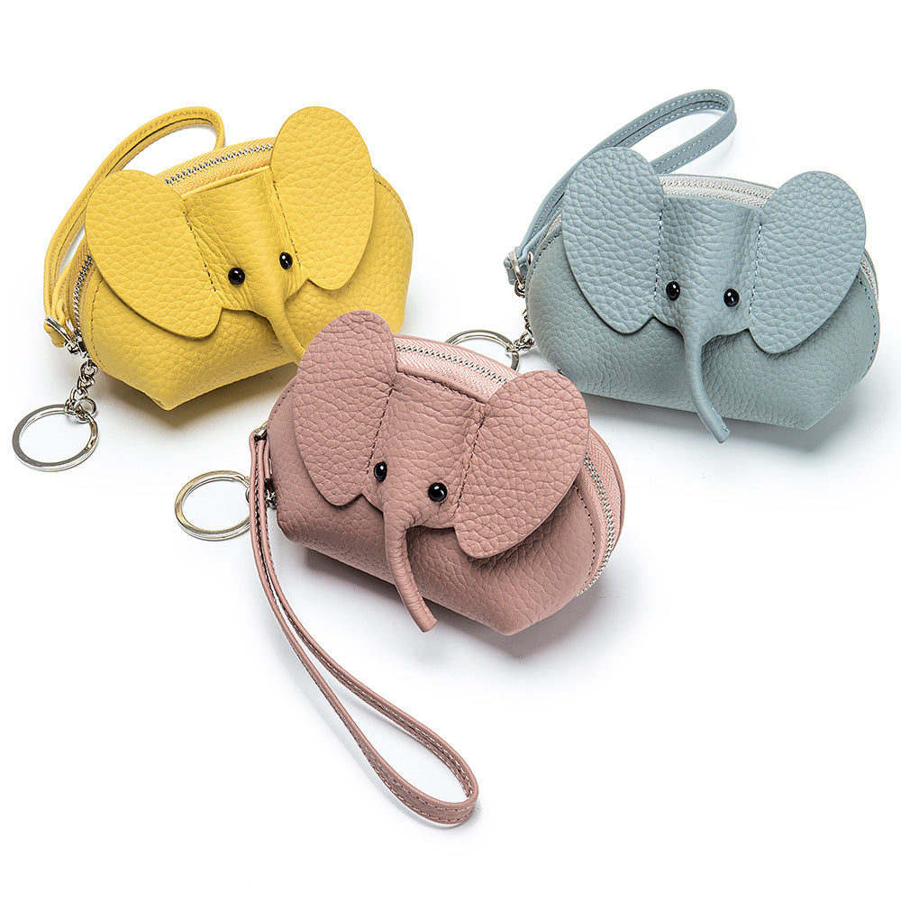 Women's Creative Genuine Leather Elephant First Layer Coin Purses