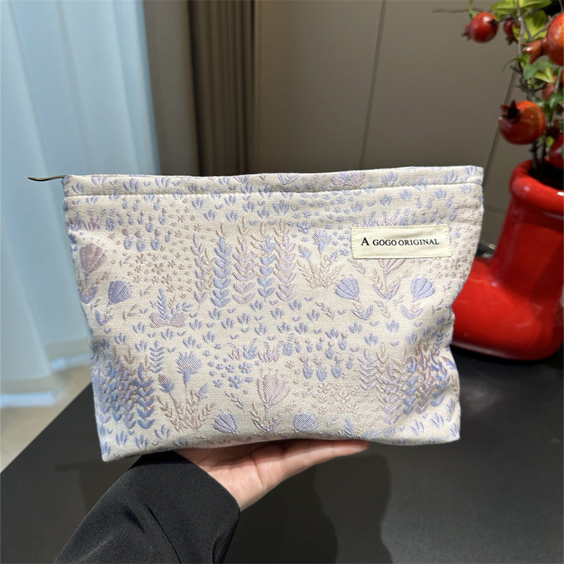 Women's High-grade Fresh Portable Liner Canvas Large Capacity Cosmetic Bags