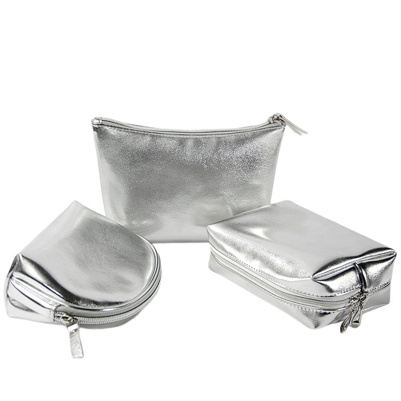 Soft Leather High-grade Three-piece Texture Waterproof Portable Object Cosmetic Bags
