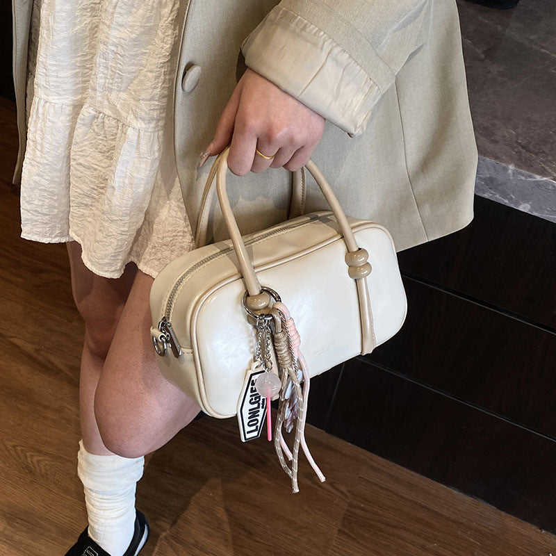 Women's Minimalist Fashion Bowling Color Block Oblique Women's Shoulder Bag