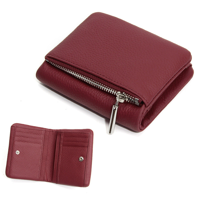 First Layer Cowhide Unisex Thin Section Zipper Convenient Ladies Wallet