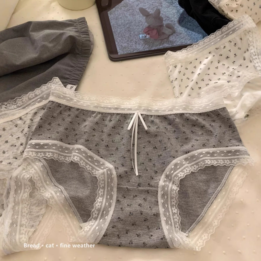 Lace Floral Sweet Underwear Comfortable Breathable Panties