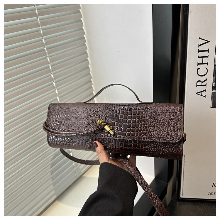 Women's Style Texture Horizontal Version Trendy Crocodile Pattern Large Capacity Retro Women's Shoulder Bag