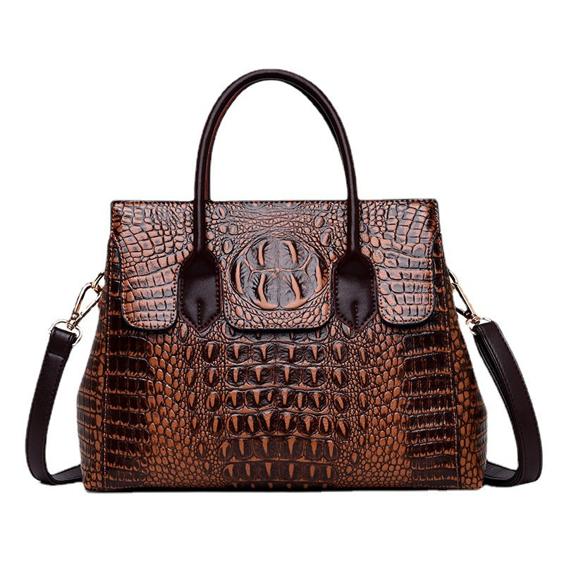 Versatile Women's Crocodile Pattern Fashion Big Handbags