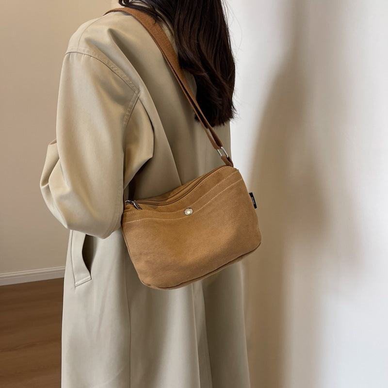 Canvas Mobile Simple Solid Color Cloth Women's Messenger Bag