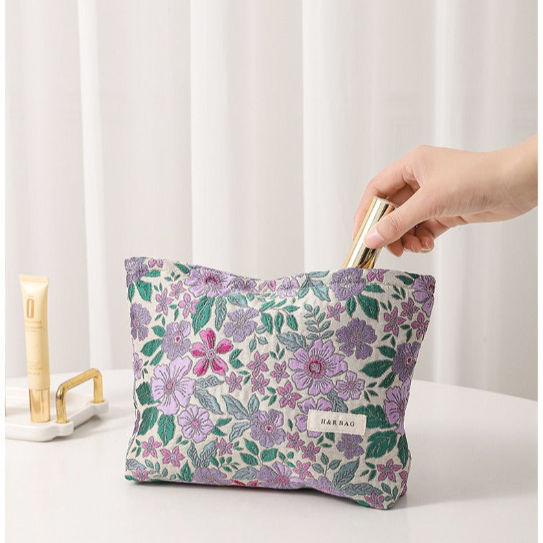 Embroidery Hand-held Portable Canvas Storage Skin Handbags