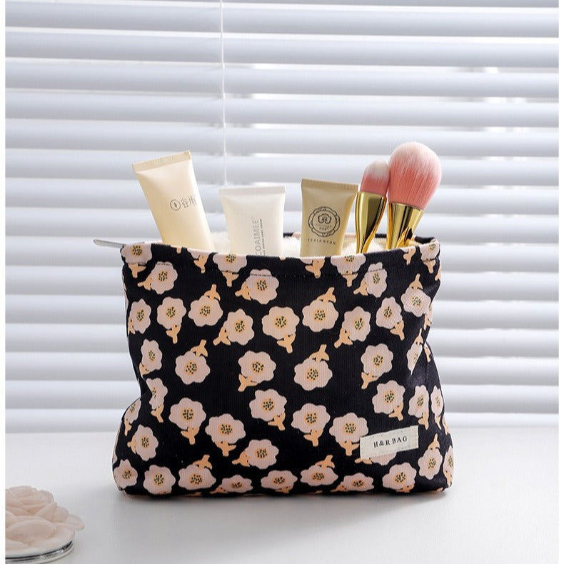 Floral Corduroy Large Capacity Skin Care Bags