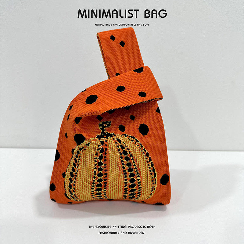Women's Pumpkin Knitted For Versatile Large Capacity Handbags