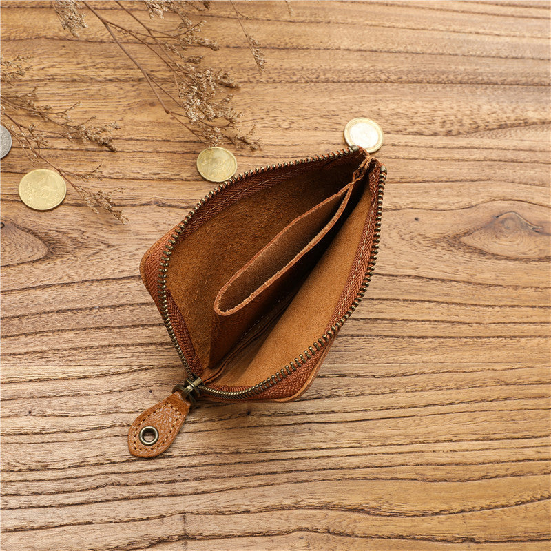 Men's Vintage Vegetable Tanned Cowhide Short Horizontal Ladies Wallet