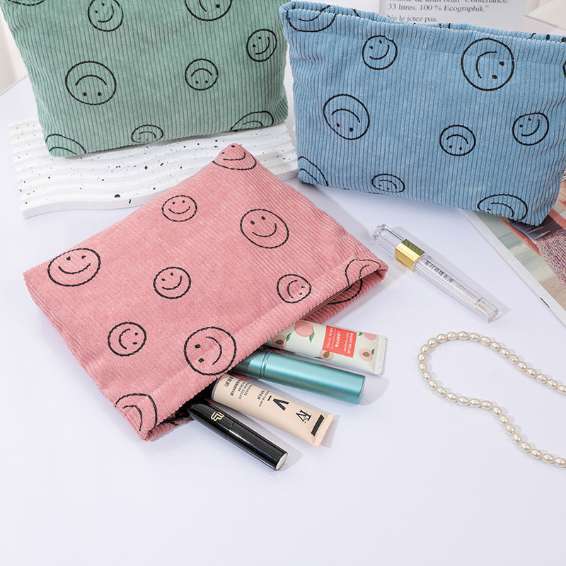 Dot Retro Smiley Face Storage Wash Clutch Cosmetic Bags