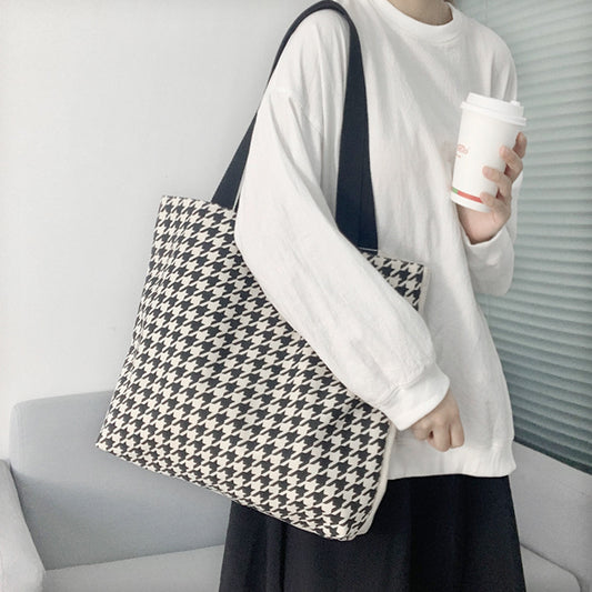 Female Pattern Retro Easy Matching Canvas Large Shoulder Bags