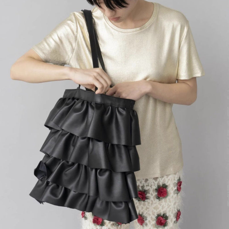 Pleated Ruffled High-grade Niche Lace Fashion Large Capacity Women's Shoulder Bag