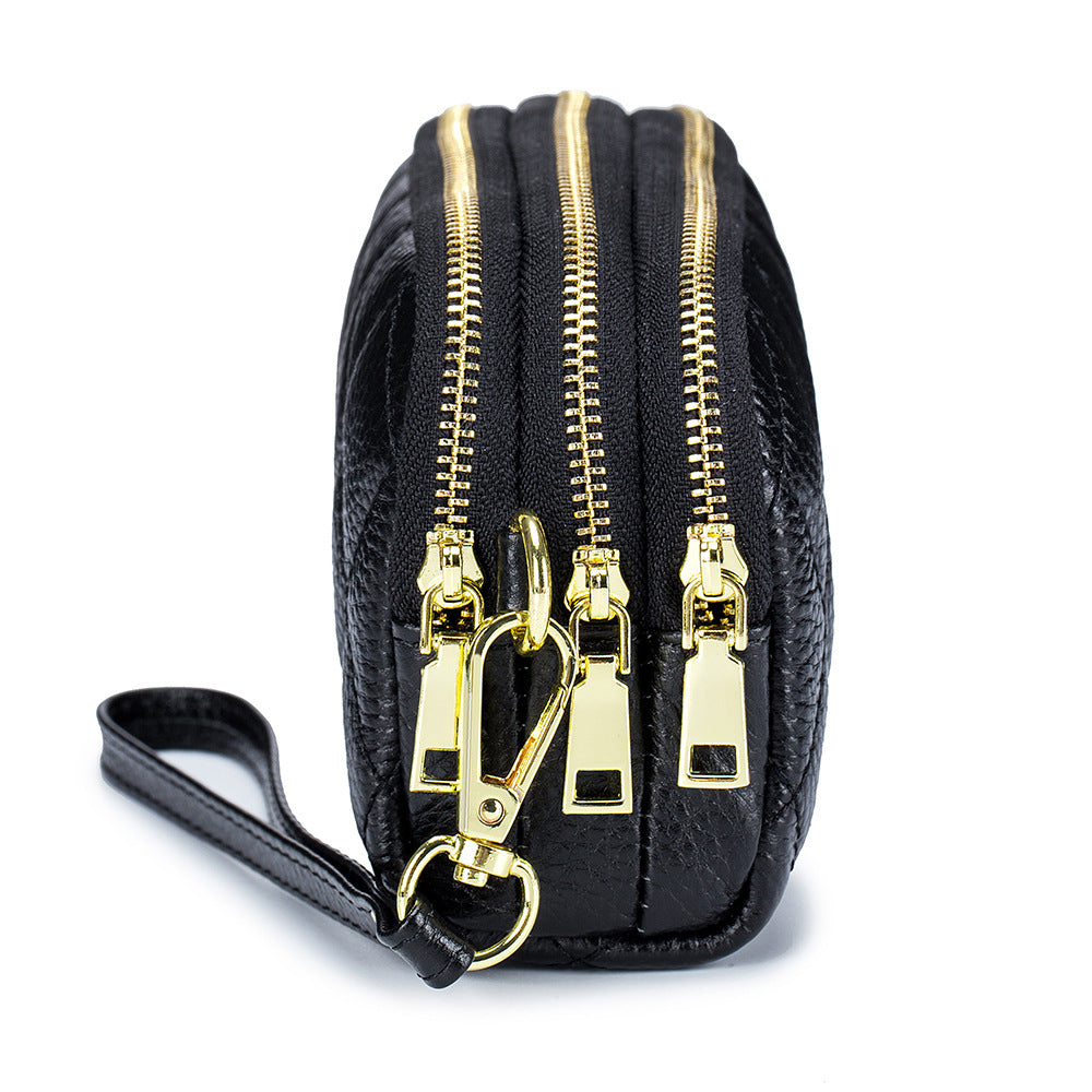 Women's Capacity First Layer Cowhide Temperament Mother Style Genuine Handbags