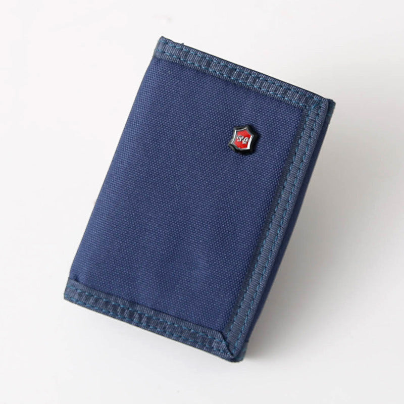 Men's Pure Color Korean Cloth Off Short Style Canvas Folding Purses