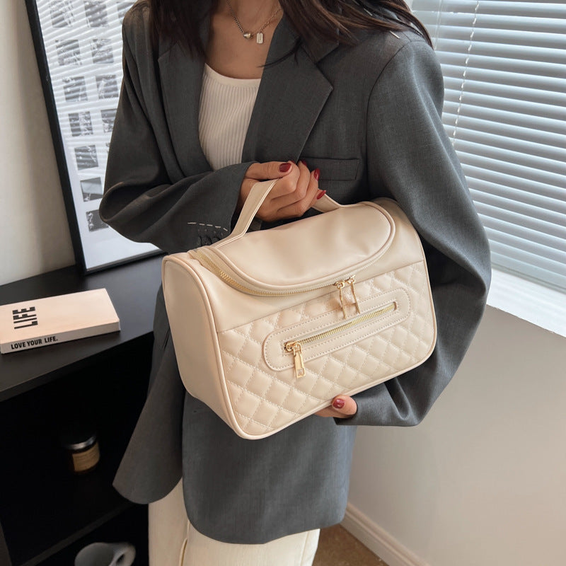 Large Capacity Toiletry Portable Cosmetics Storage Rhombus Material More Cosmetic Bags