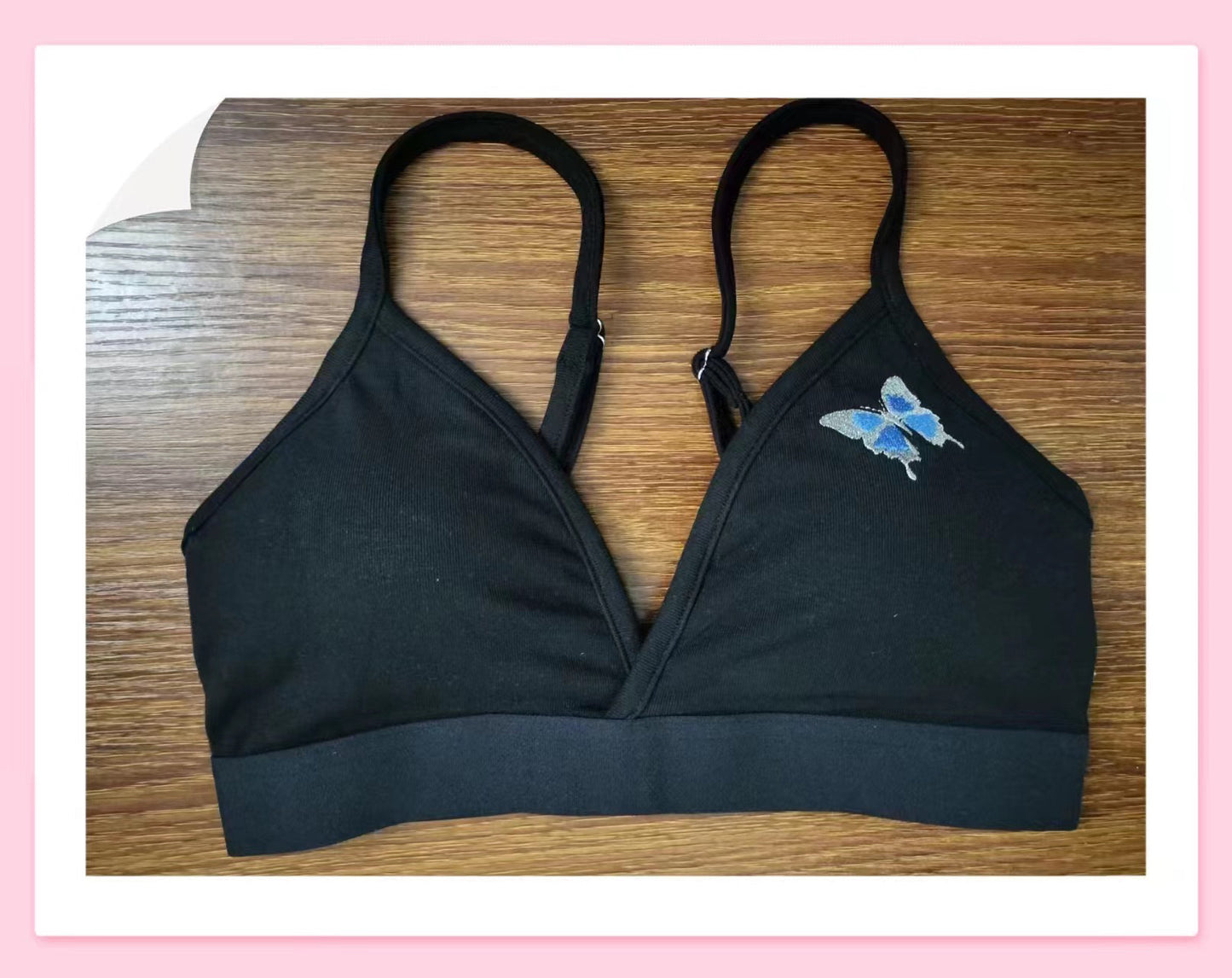Style Butterfly Printing Triangle Cup Thin Lingerie Sets