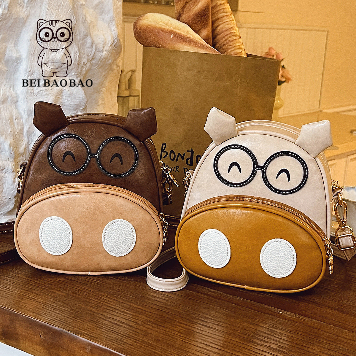 Source Female Childlike Cartoon Khaki Korean Shoulder Bags